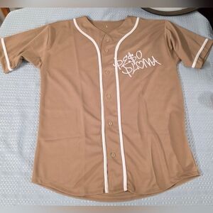 Peso Pluma Tan  Jersey Full Button Front  Size LARGE.